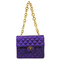 CHANEL 1989-1991 Classic Single Flap Mini Purple Satin 76829