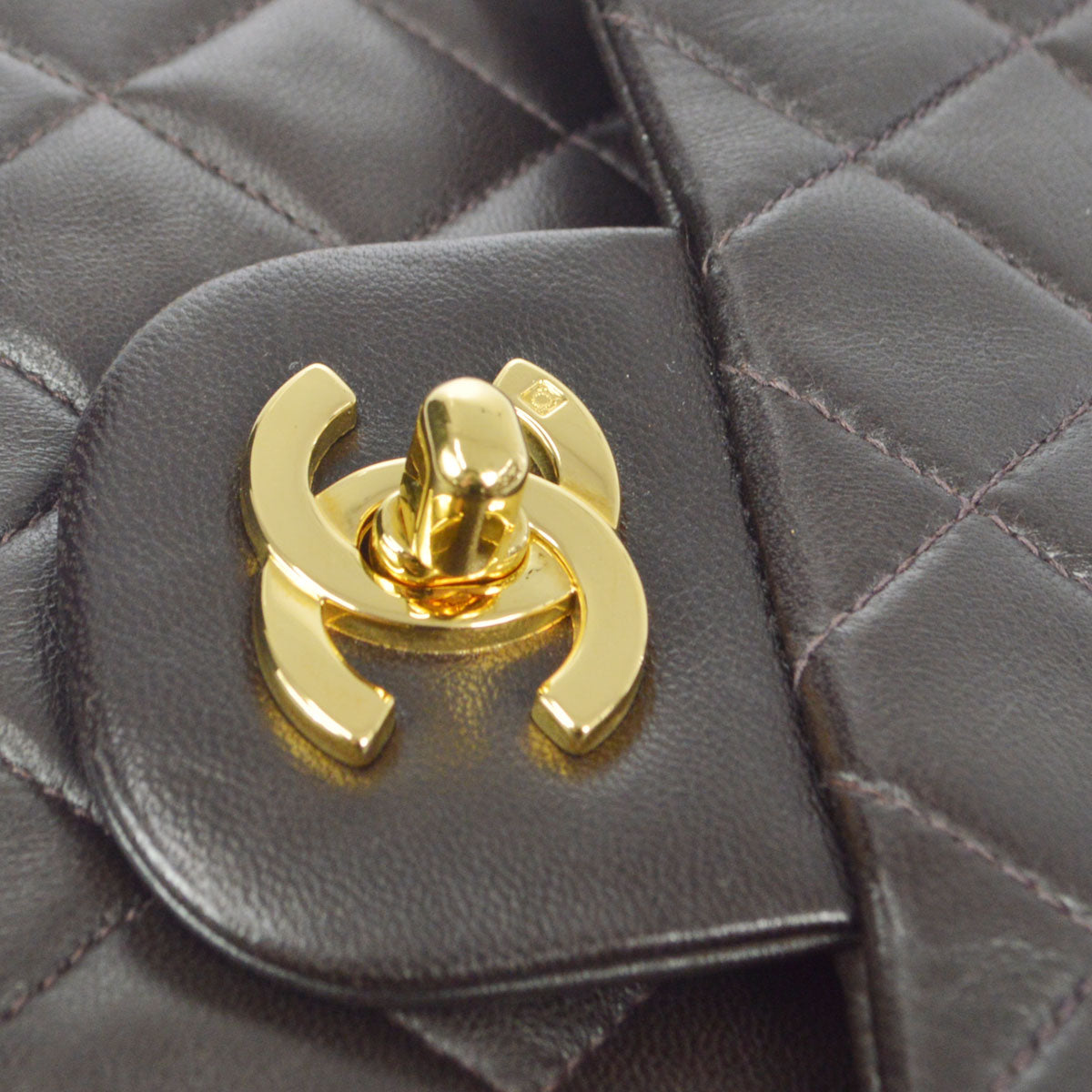 CHANEL 1994-1996 Classic Double Flap Small Brown Lambskin 76949