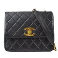 CHANEL 1994-1996 Big CC Straight Flap Medium Black Lambskin 56976