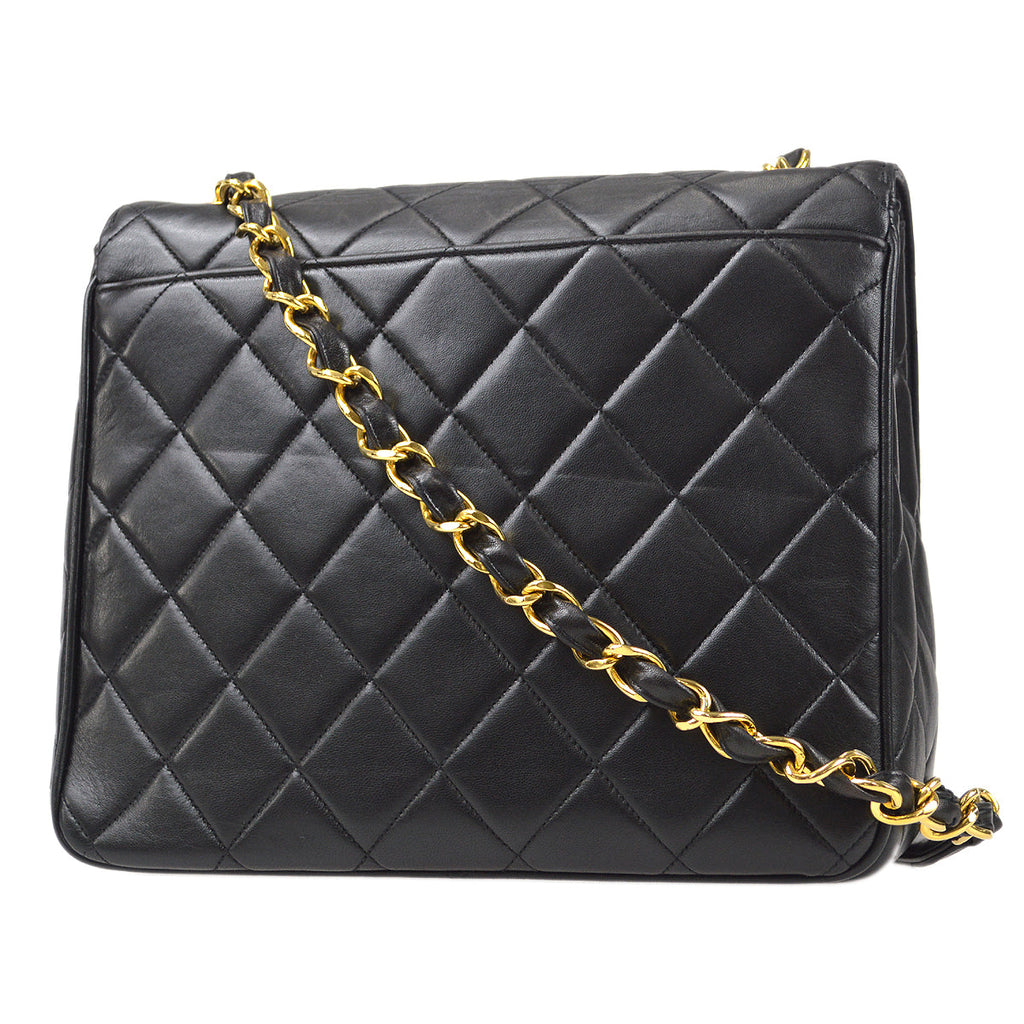 CHANEL 1994-1996 Big CC Straight Flap Medium Black Lambskin 56976