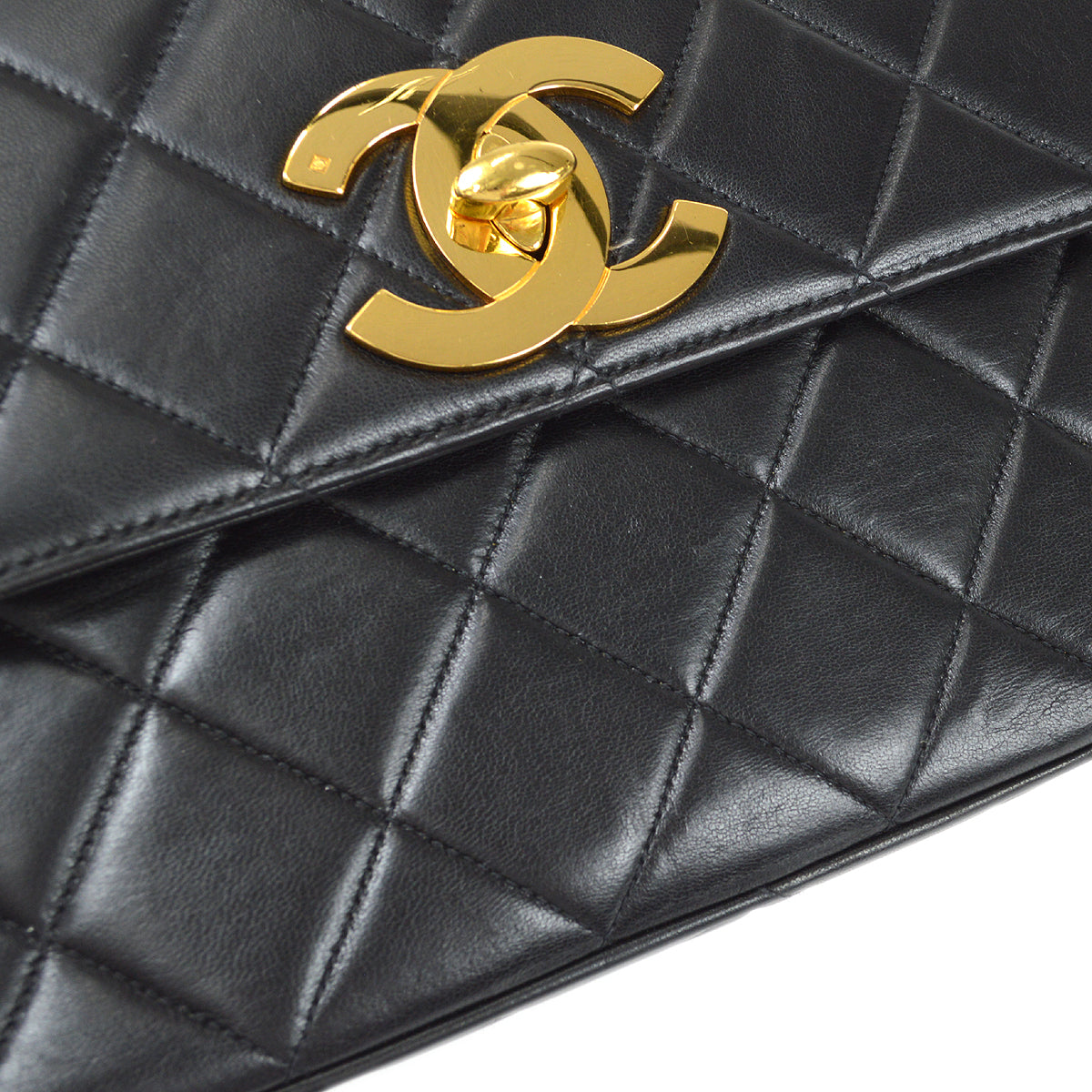 CHANEL 1994-1996 Big CC Straight Flap Medium Black Lambskin 56976