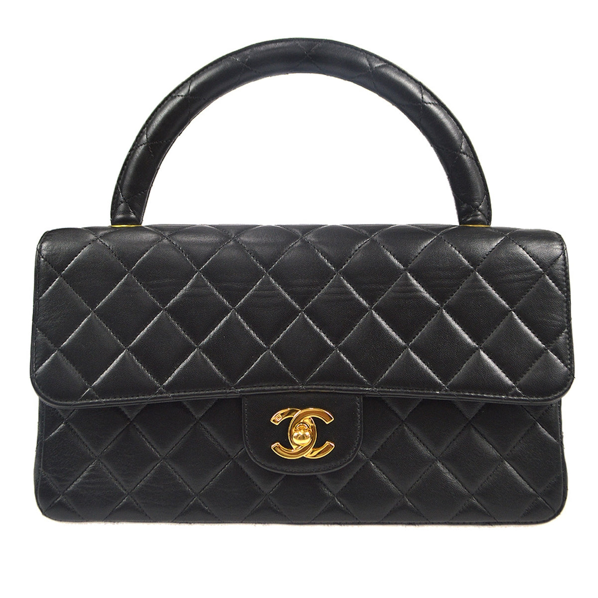CHANEL 1996-1997 Classic Flap Handbag Medium Black Lambskin 76948