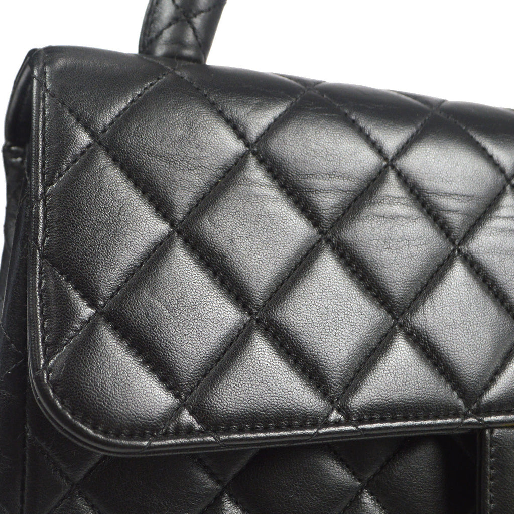 CHANEL 1996-1997 Classic Flap Handbag Medium Black Lambskin 76948