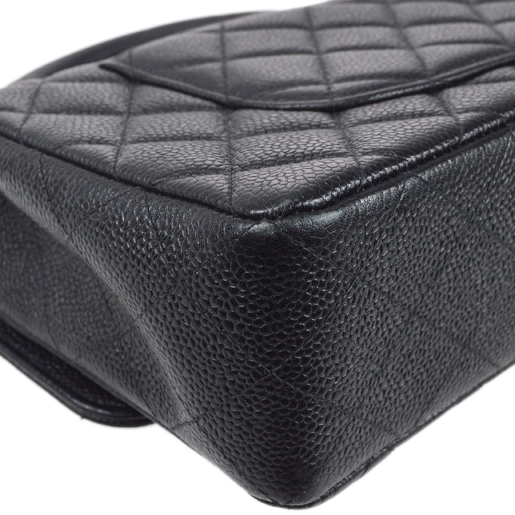 CHANEL 1994 Classic Flap Handbag Medium Black Caviar 78302