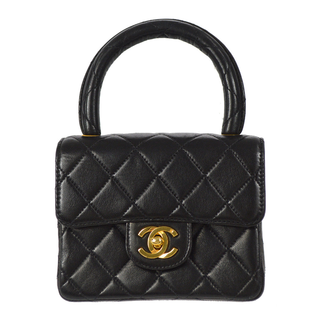 CHANEL 1994 Classic Flap Handbag Micro Black Lambskin 88126