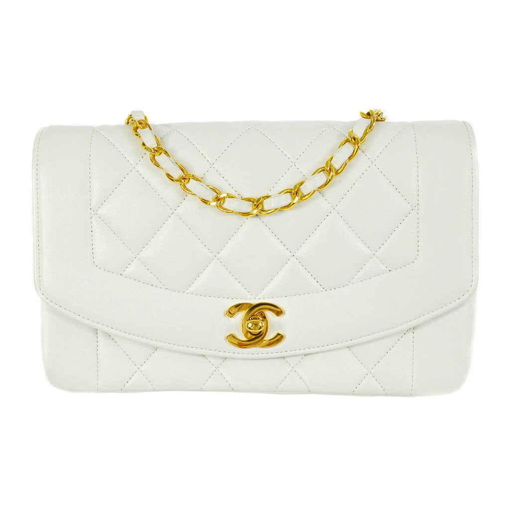 CHANEL 1996-1997 Diana Flap Small White Lambskin 97456