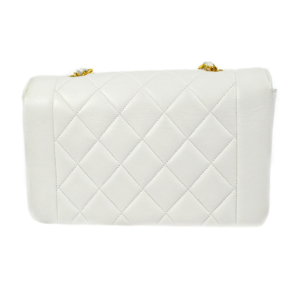 CHANEL 1996-1997 Diana Flap Small White Lambskin 97456