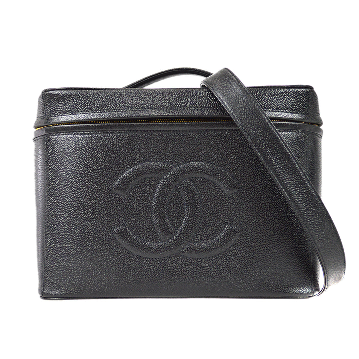 CHANEL 1994-1996 Timeless Vanity Handbag Black Caviar 68008