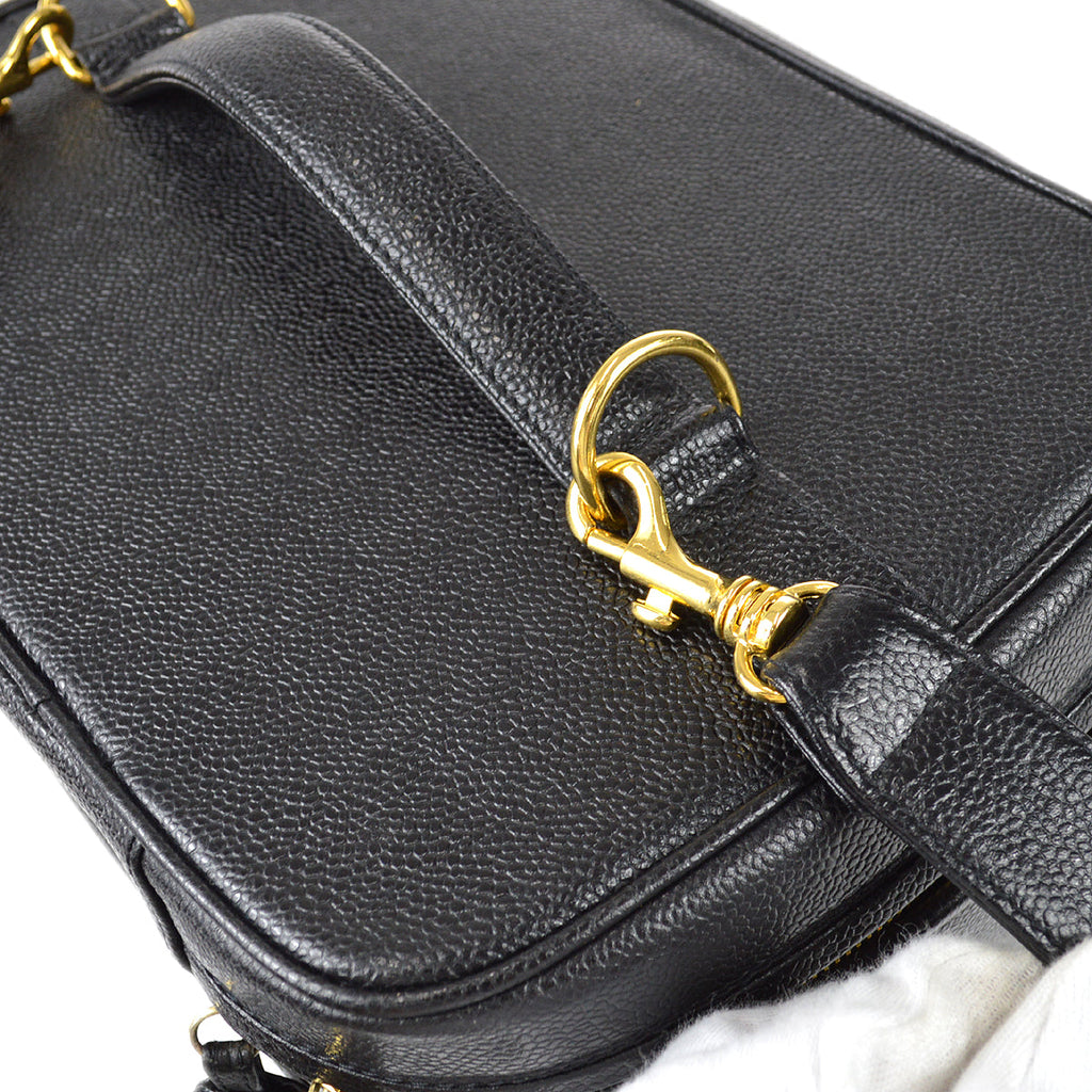 CHANEL 1994-1996 Timeless Vanity Handbag Black Caviar 68008
