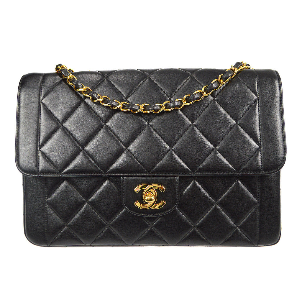 CHANEL 1994-1996 Border Flap Medium Black Lambskin 87840
