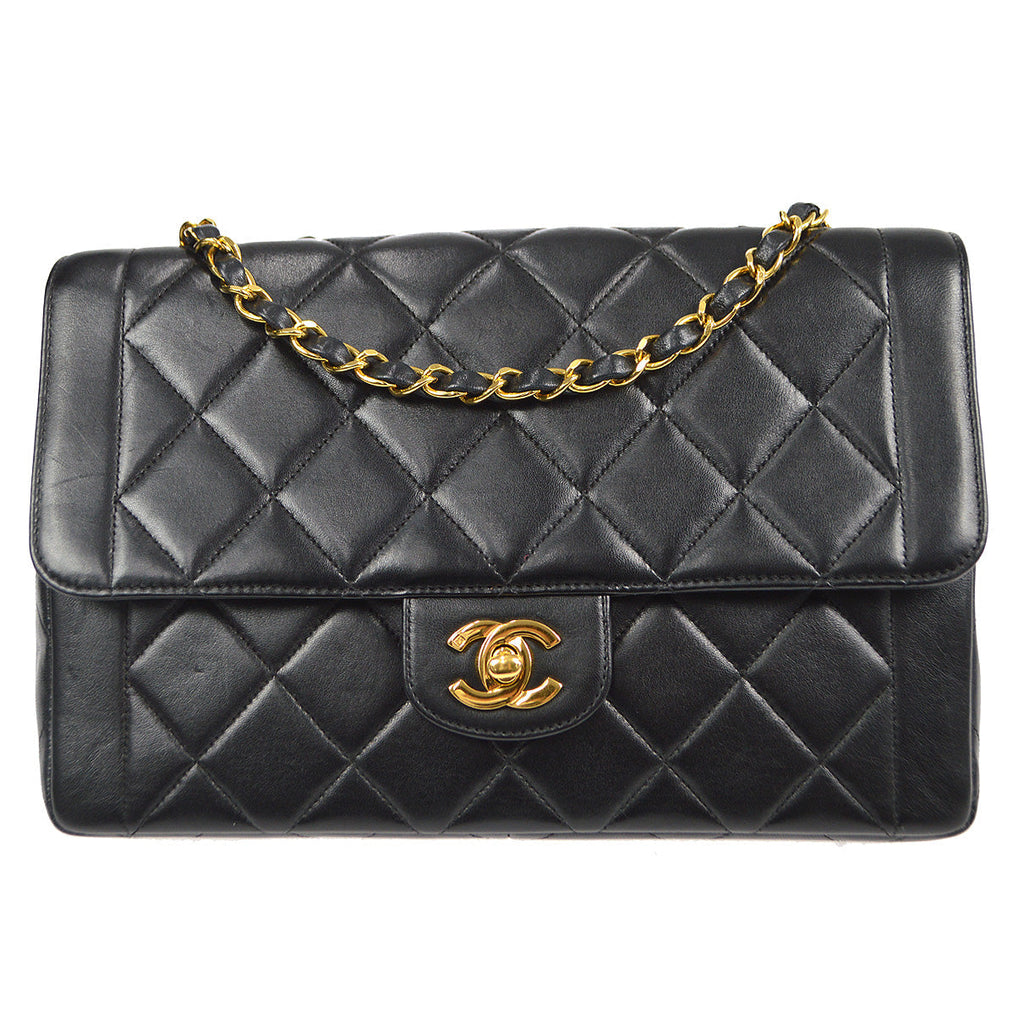 CHANEL 1994-1996 Border Flap Medium Black Lambskin 87841
