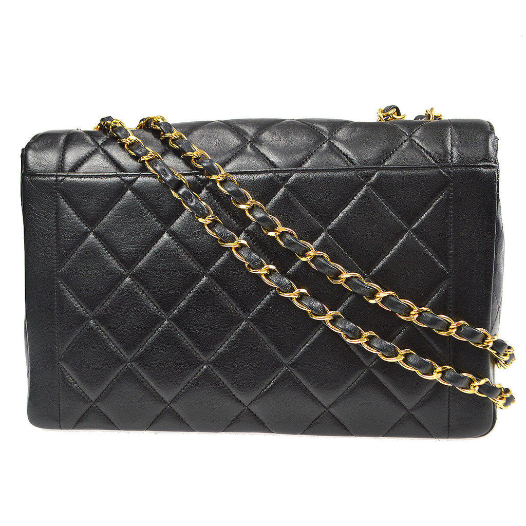 CHANEL 1994-1996 Border Flap Medium Black Lambskin 87841