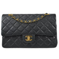 CHANEL 1986-1988 Classic Double Flap Medium Black Lambskin 97495