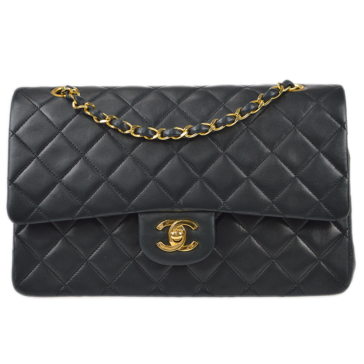 CHANEL 1986-1988 Classic Double Flap Medium Black Lambskin 97495