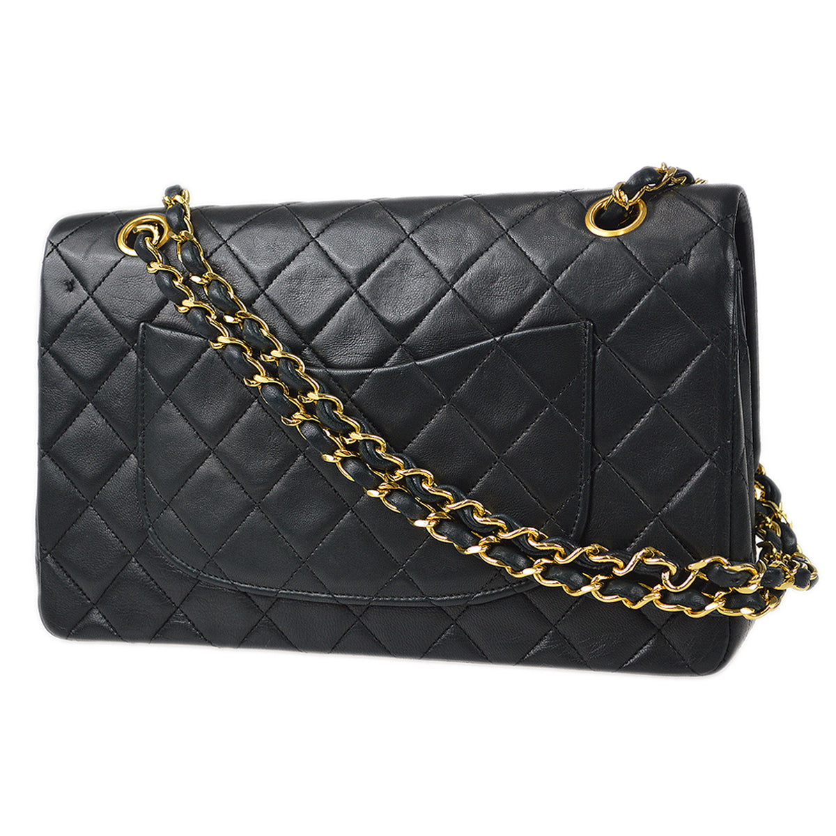 CHANEL 1986-1988 Classic Double Flap Medium Black Lambskin 97495