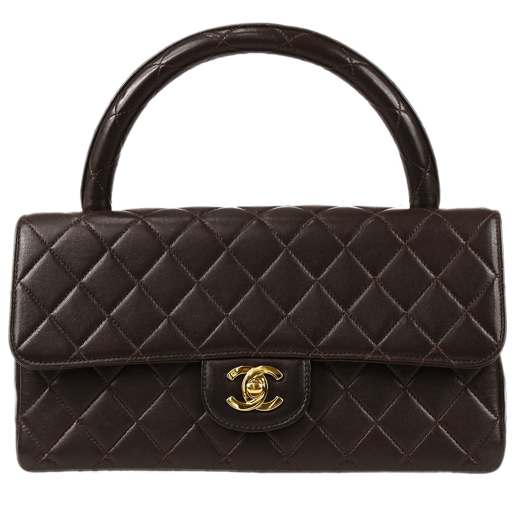 CHANEL 1994 Classic Flap Handbag Medium Brown Lambskin 67725
