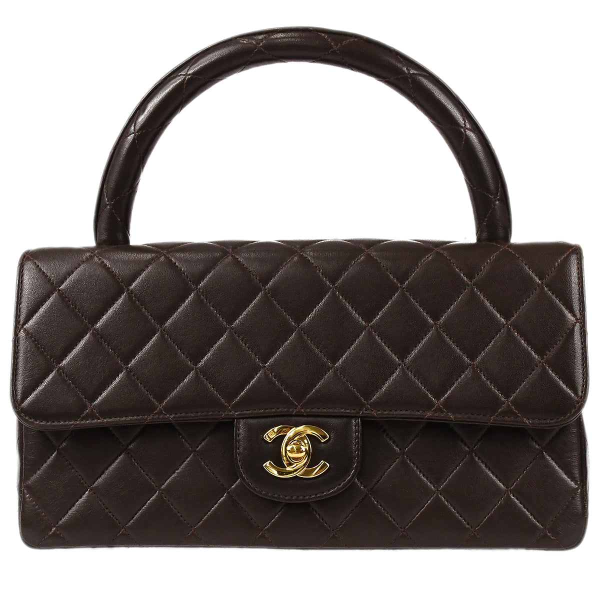 CHANEL 1994 Classic Flap Handbag Medium Brown Lambskin 67725