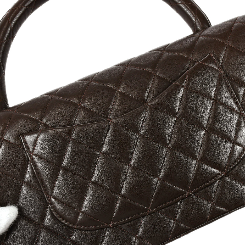 CHANEL 1994 Classic Flap Handbag Medium Brown Lambskin 67725