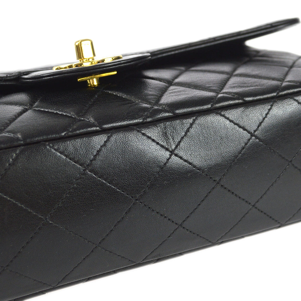 CHANEL 1994-1996 Classic Flap Handbag Medium Black Lambskin 97372