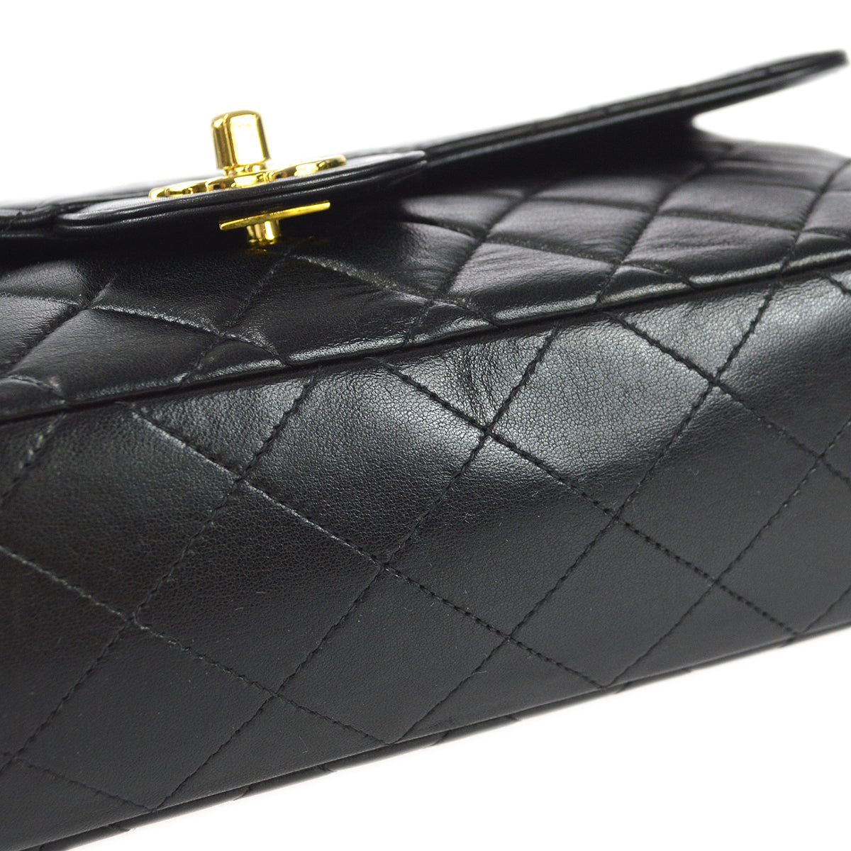 CHANEL 1994-1996 Classic Flap Handbag Medium Black Lambskin 97372