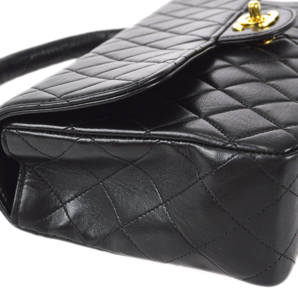 CHANEL 1994-1996 Classic Flap Handbag Medium Black Lambskin 97372