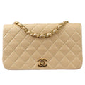CHANEL 1986-1988 Full Flap Small Beige Lambskin 97831