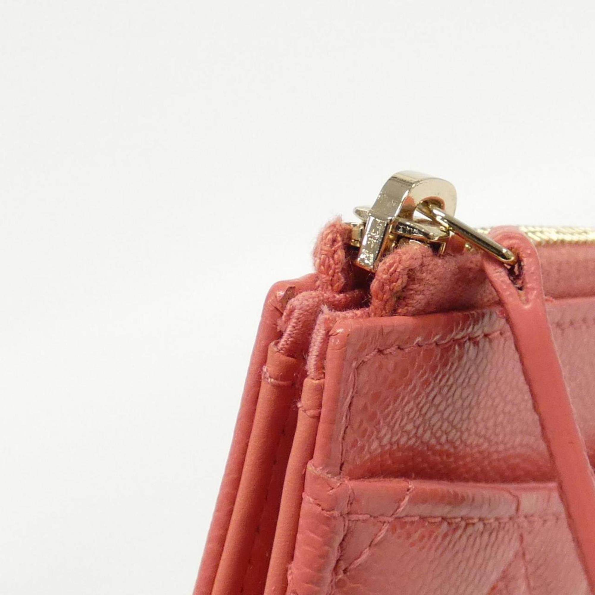 Chanel Leather Zip Around Wallet with Box and Dust Bag