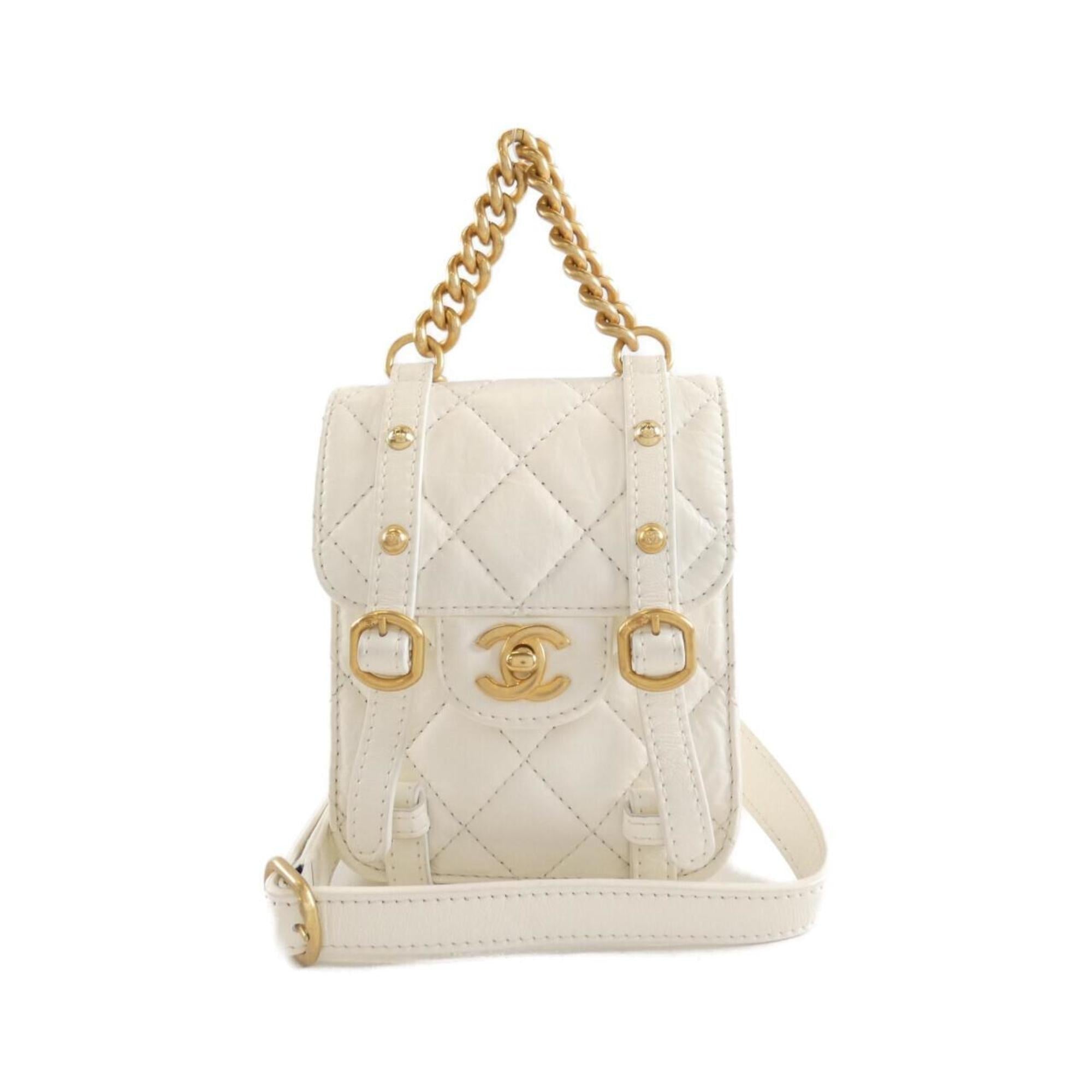 Chanel Mini Flap Leather Bag with Metal Fittings and Handle