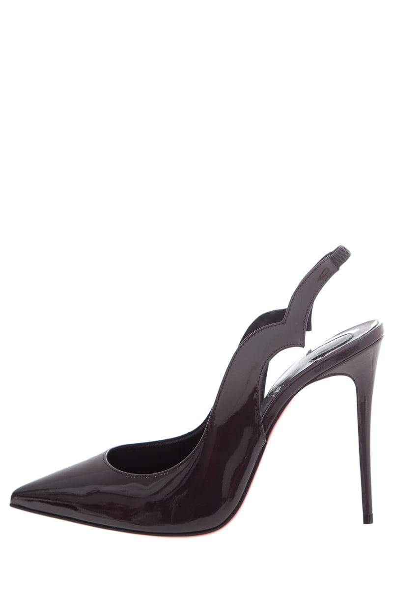 Christian Louboutin Hot Chick Sling 100 Black Patent Leather Heels SZ 38