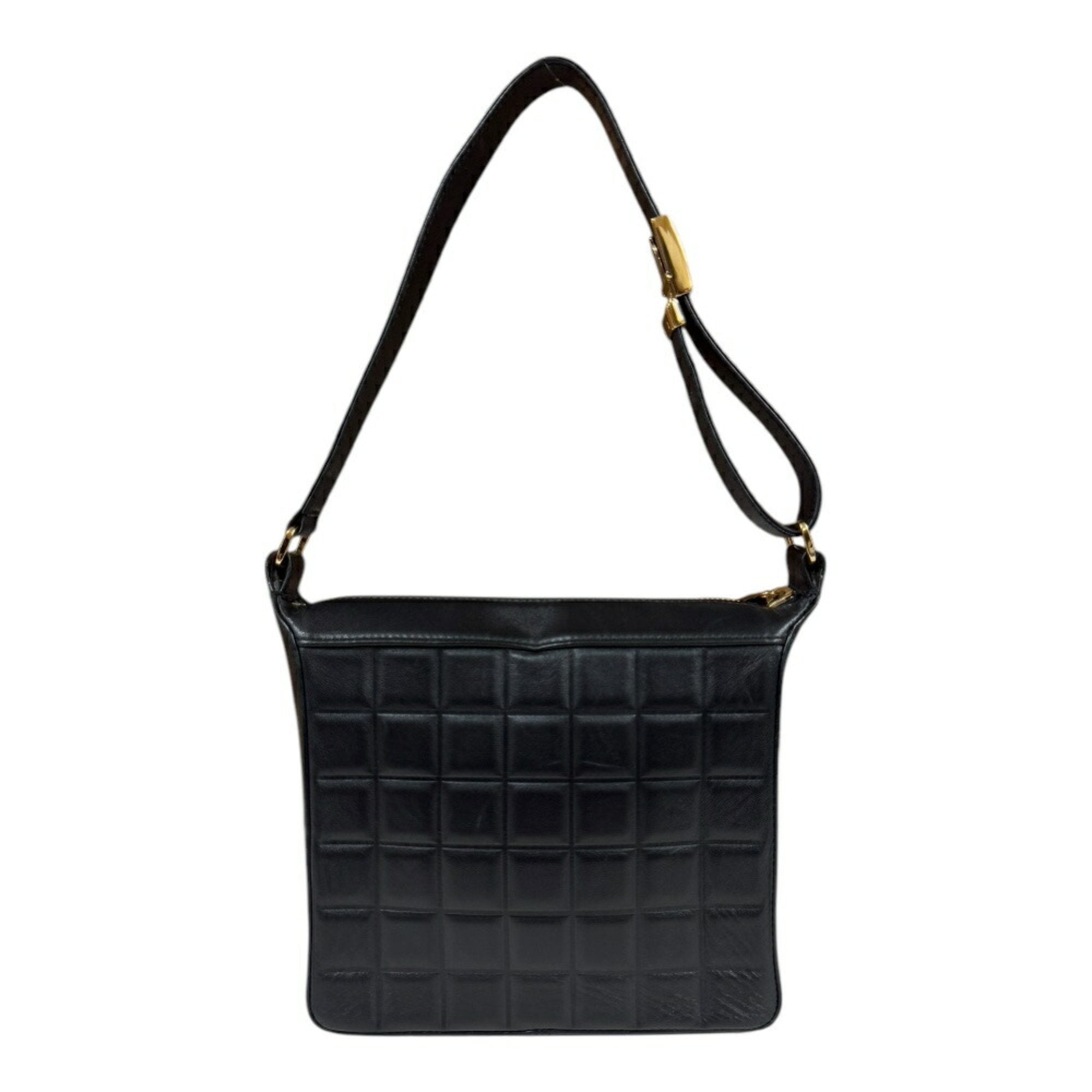 Chanel Leather Chocolate Bar Handbag with Minimal Scratches and Sleek Design