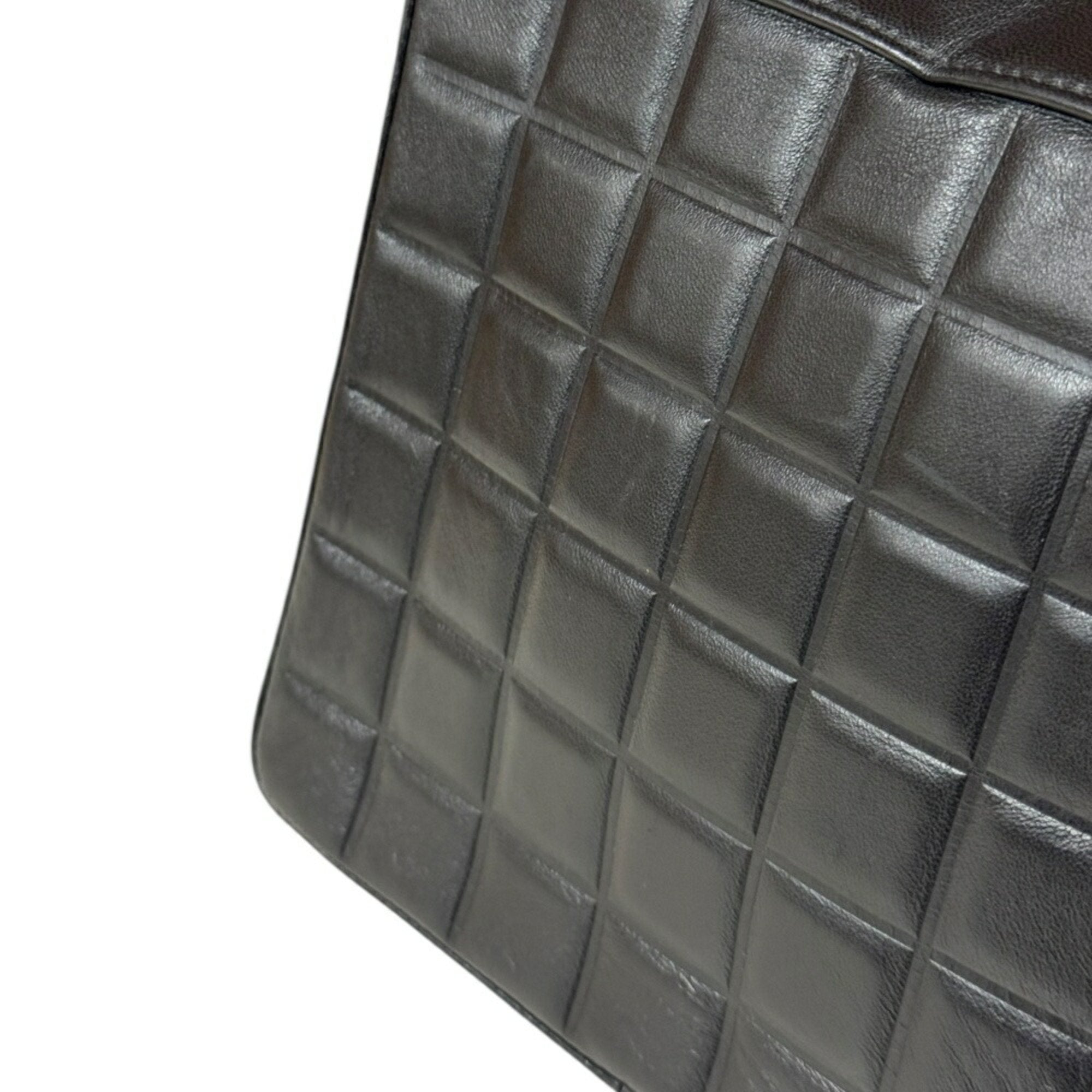 Chanel Leather Chocolate Bar Handbag with Minimal Scratches and Sleek Design