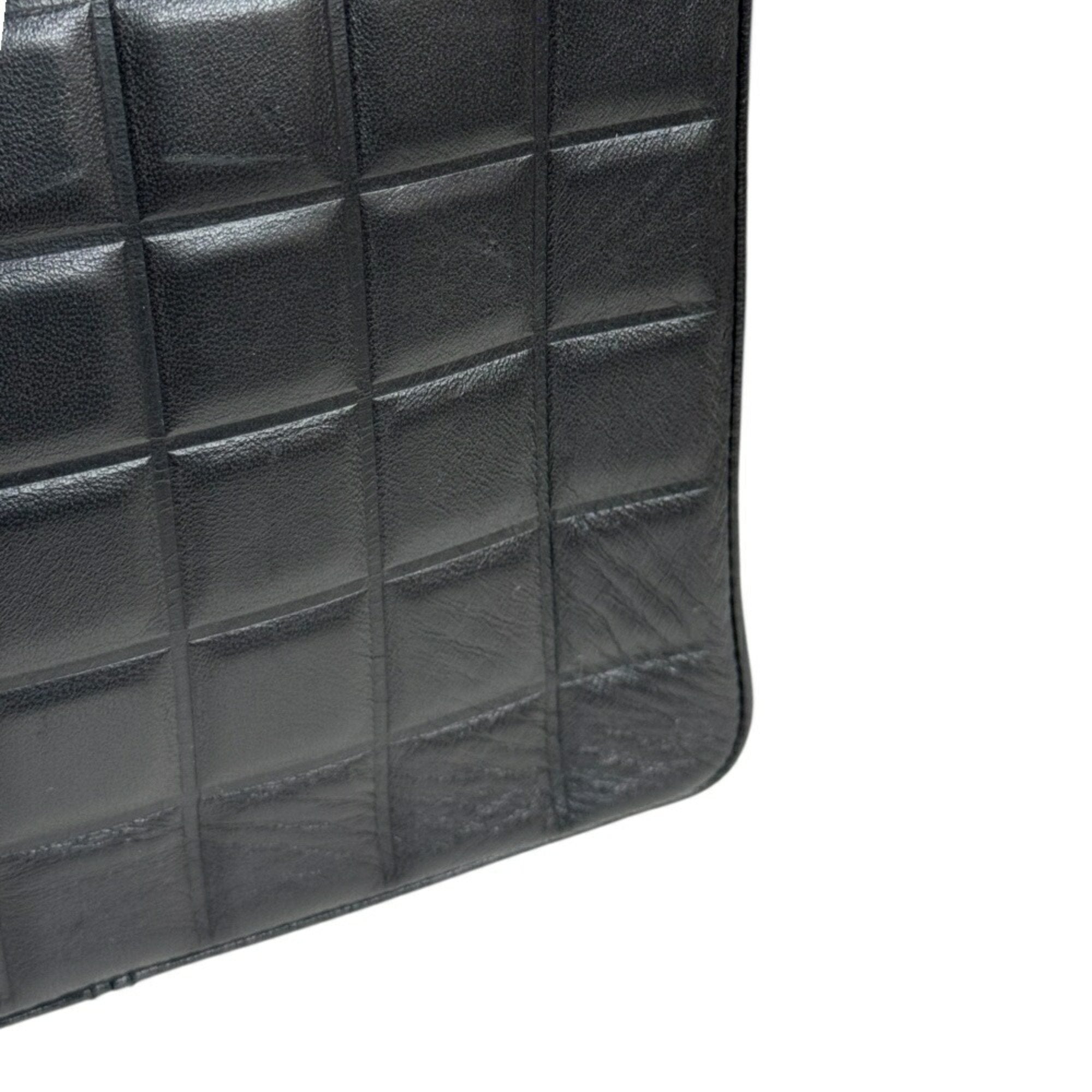 Chanel Leather Chocolate Bar Handbag with Minimal Scratches and Sleek Design
