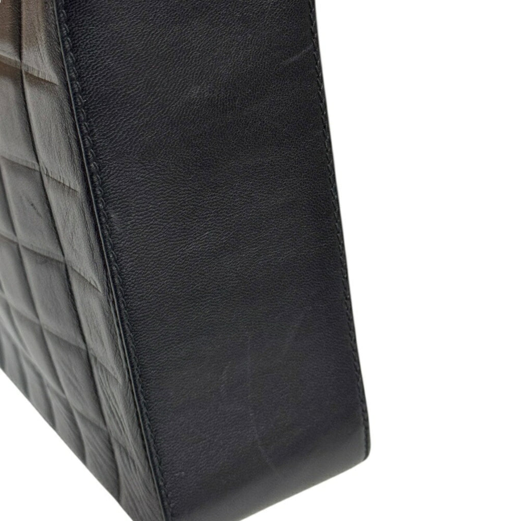 Chanel Leather Chocolate Bar Handbag with Minimal Scratches and Sleek Design