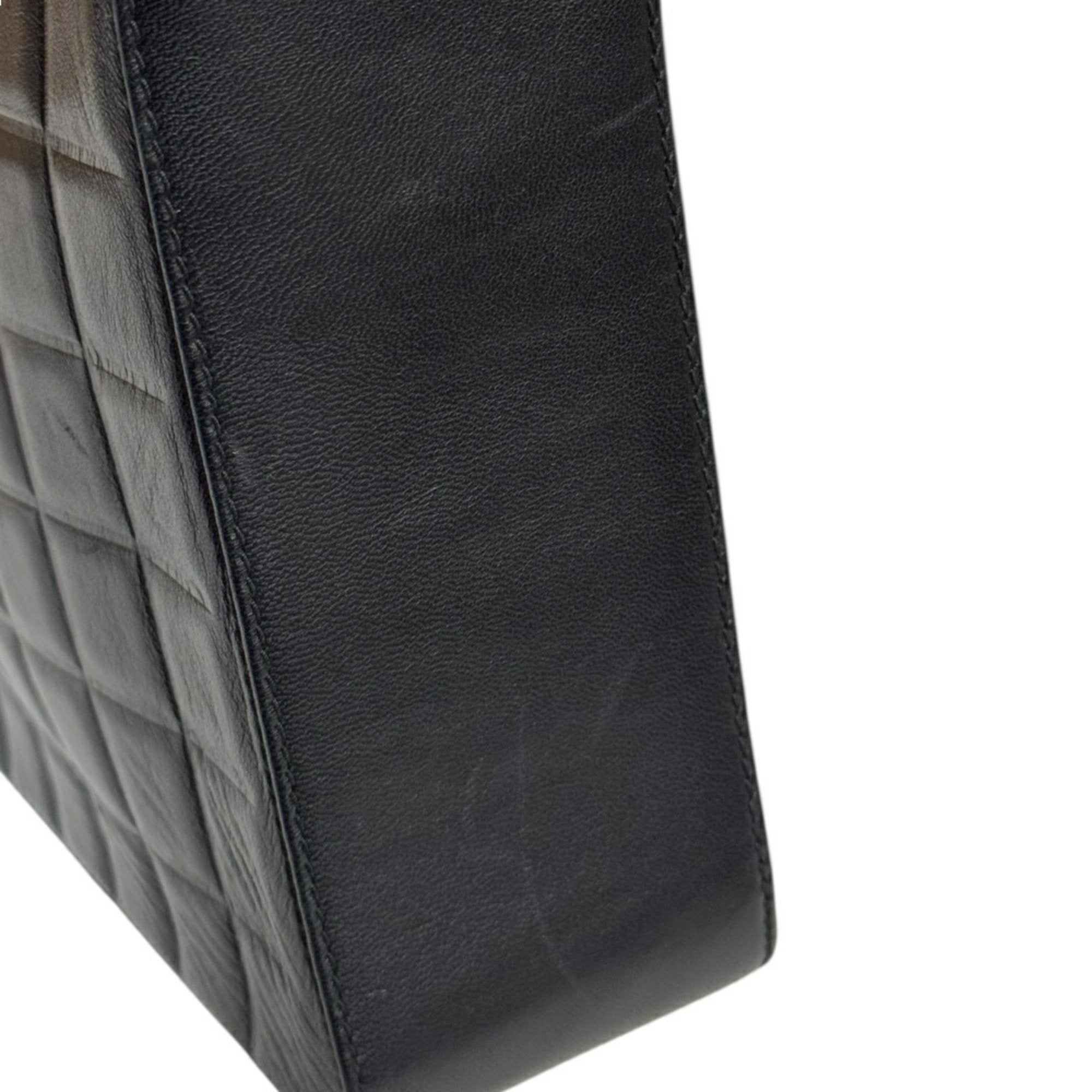 Chanel Leather Chocolate Bar Handbag with Minimal Scratches and Sleek Design
