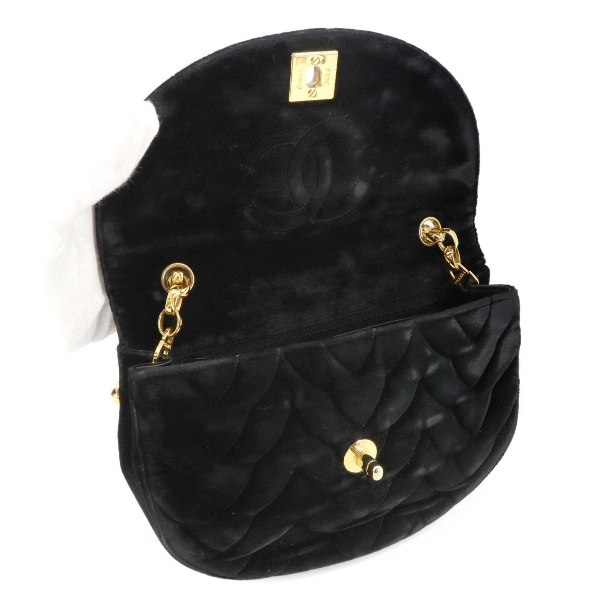 Chanel Velvet Quilted Shoulder Bag