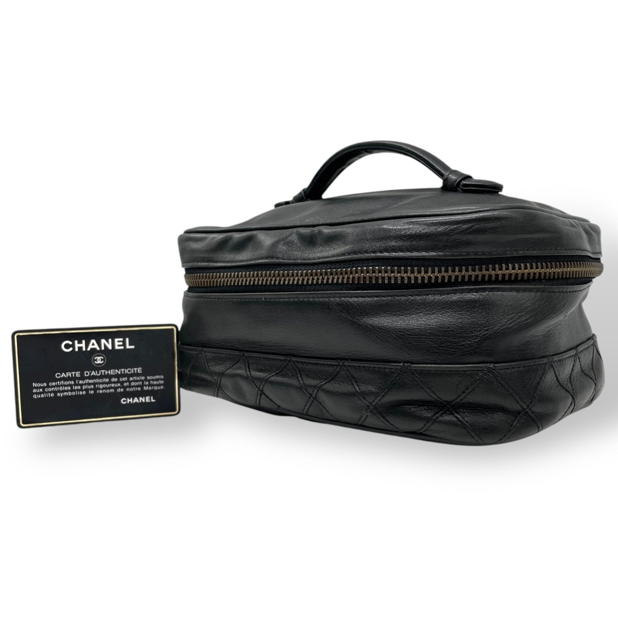 Chanel Leather Vanity Bag with  Card and Italian Craftsmanship