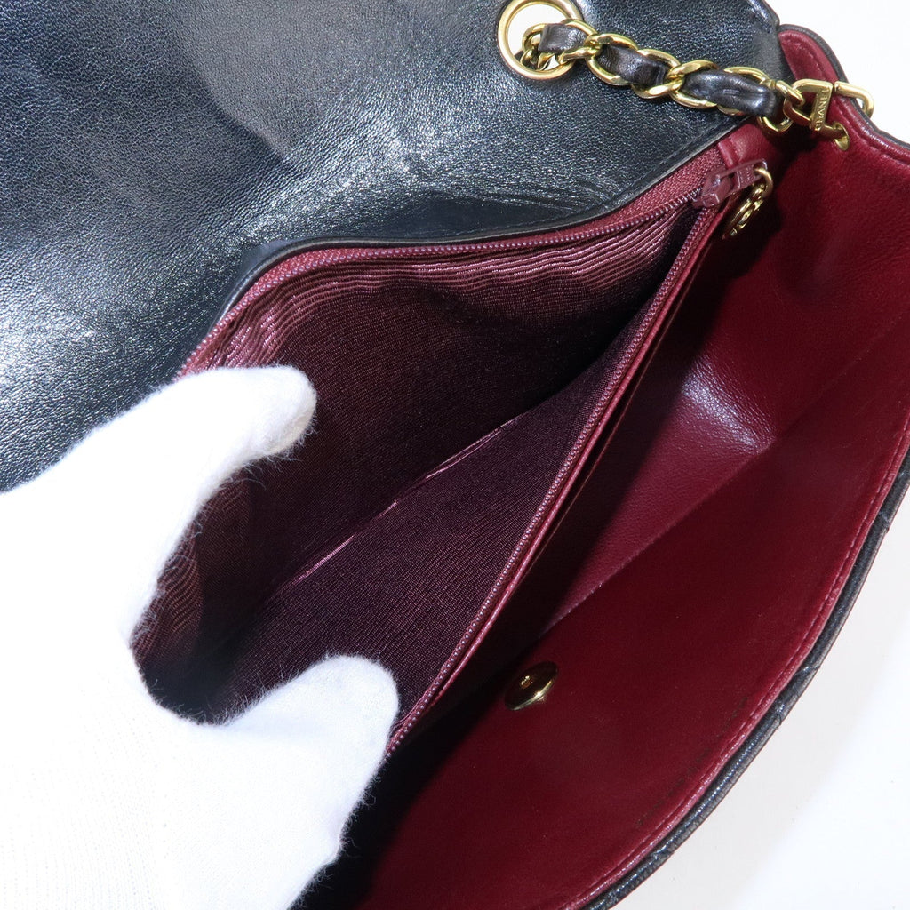 CHANEL Matelasse Lambskin Diana Chain Shoulder Bag Black A01165