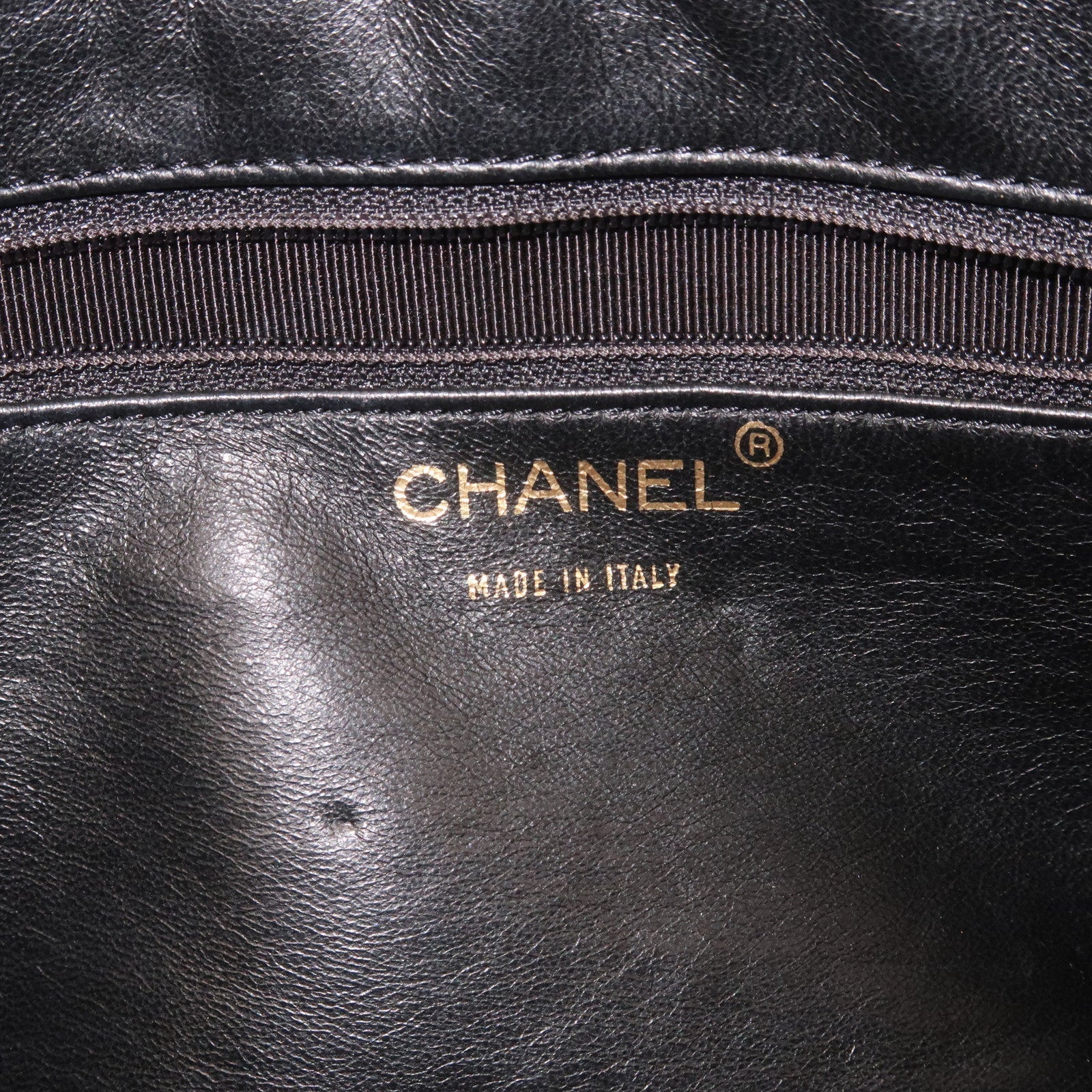 CHANEL Chocolate Bar Lamb Skin Chain Shoulder Bag Black
