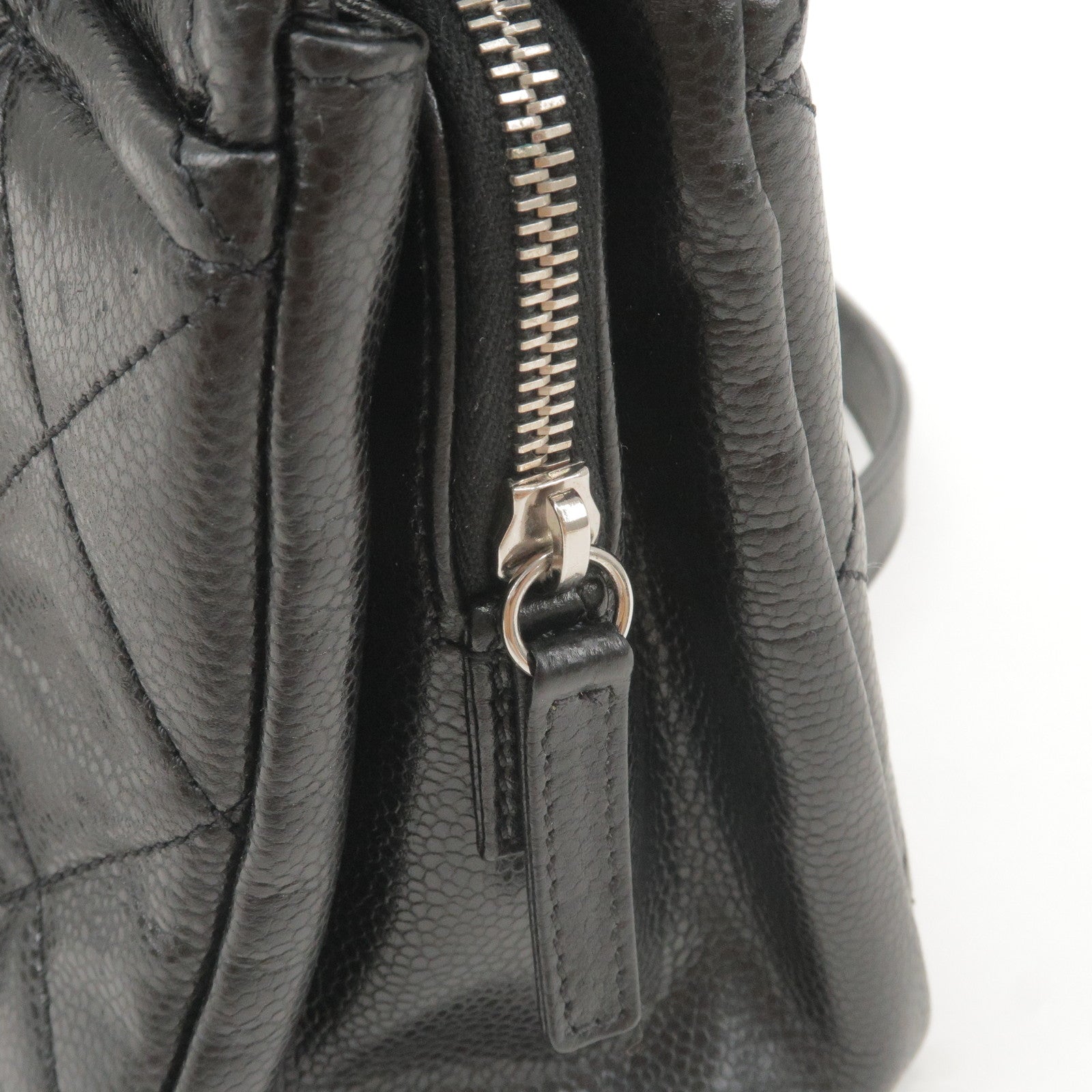 CHANEL Matelasse Caviar Skin Chain Tote Bag Black A67294
