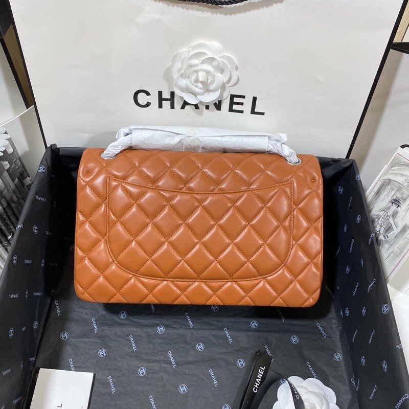 CHLLarge Classic Handbag Silver Hardware Brown For Women, Women’s Handbags, Shoulder Bags 11.8in/30cm