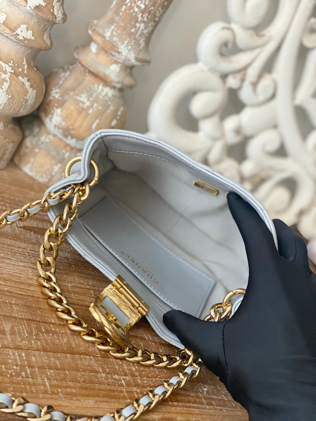 CHLSmall Hobo Bag Gold Hardware Grey For Women Handbags, Shoulder Bags 7.5in/19cm