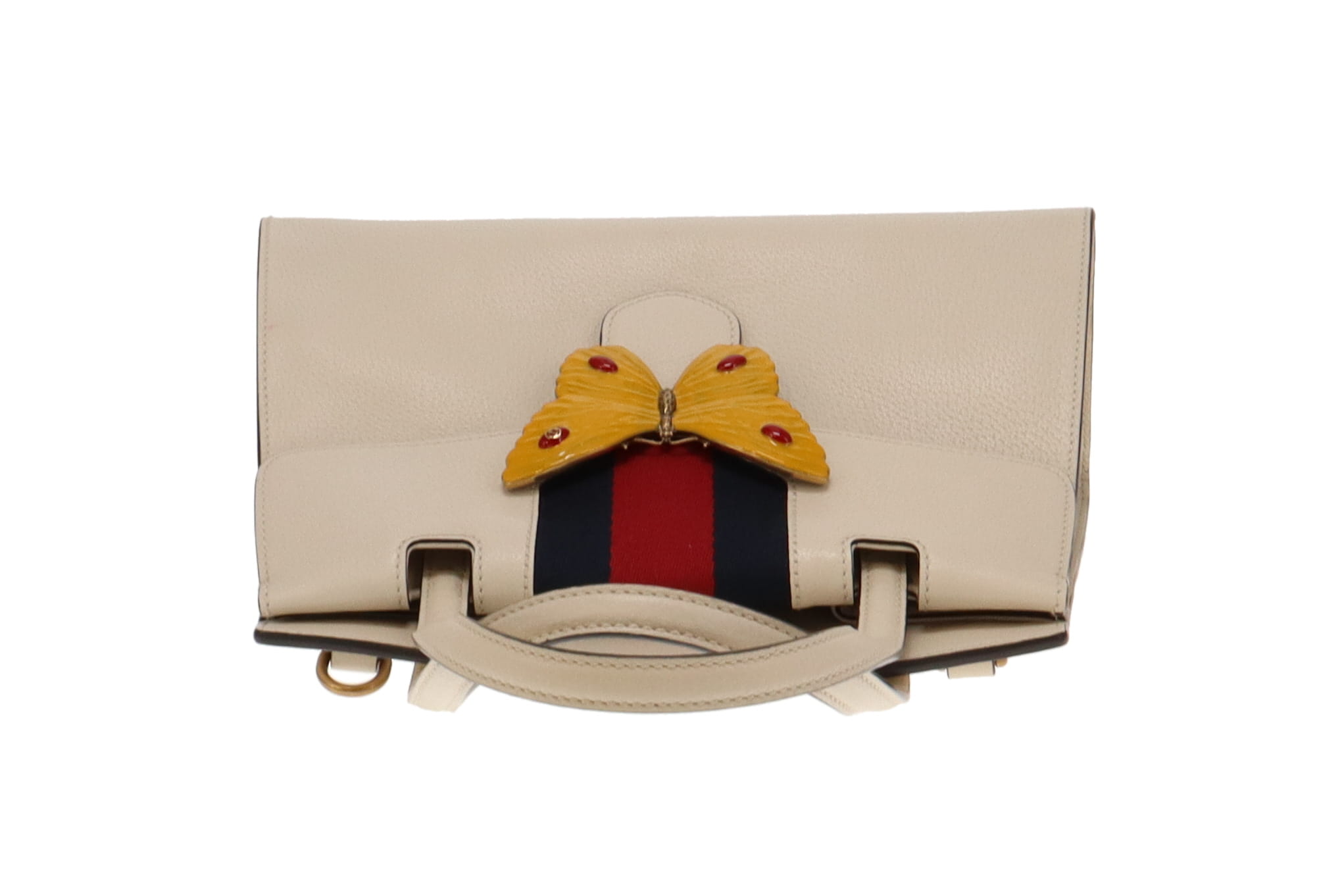 Gucci Ivory Leather Linea Medium Butterfly Totem Tote