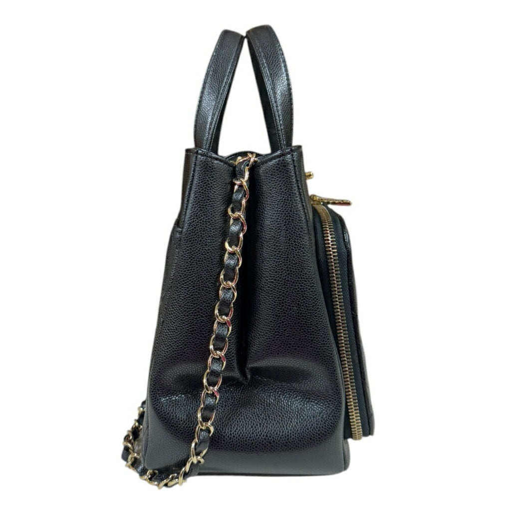 Chanel Leather Business Affinity Bag with Metal Fittings and Handle Detailing