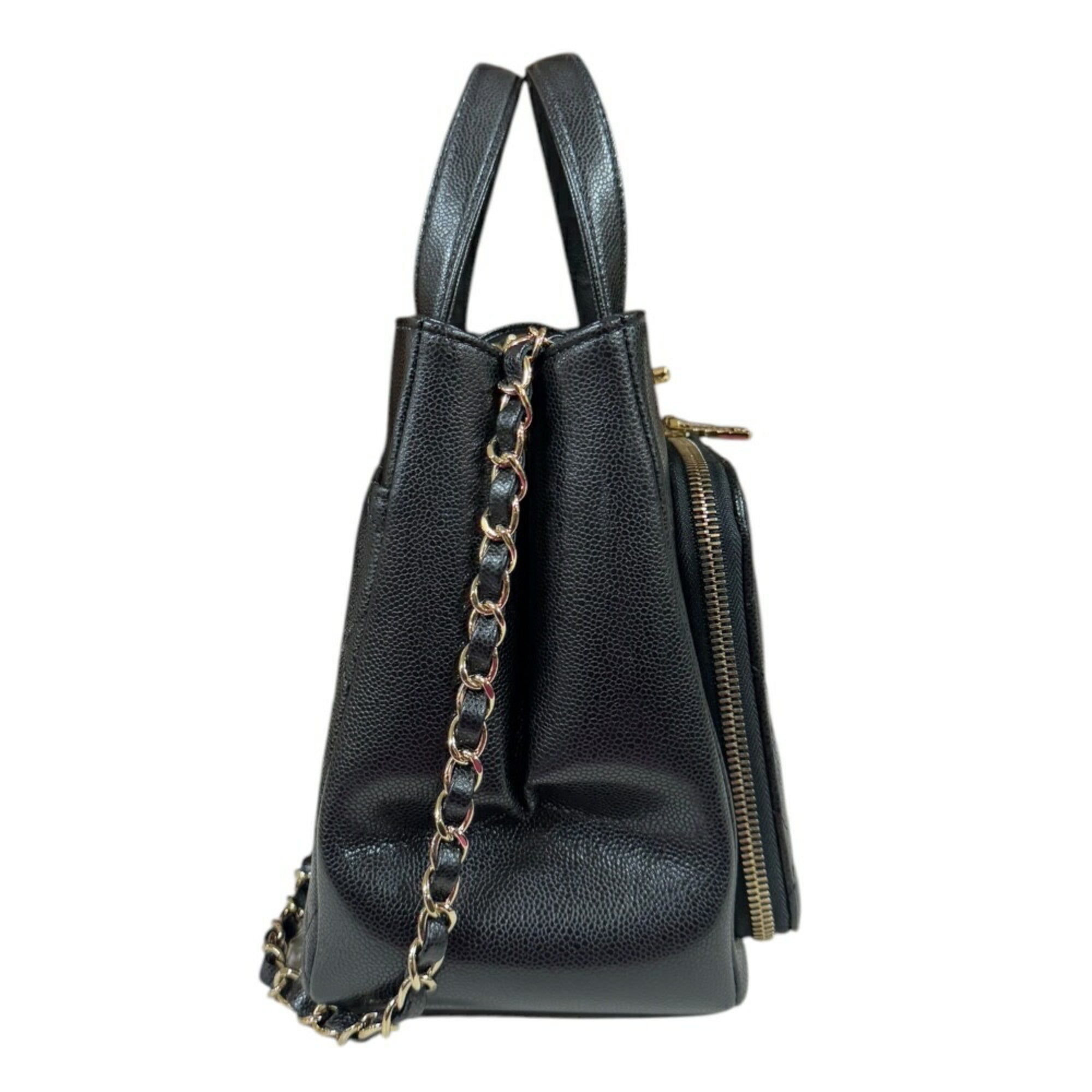 Chanel Leather Business Affinity Bag with Metal Fittings and Handle Detailing