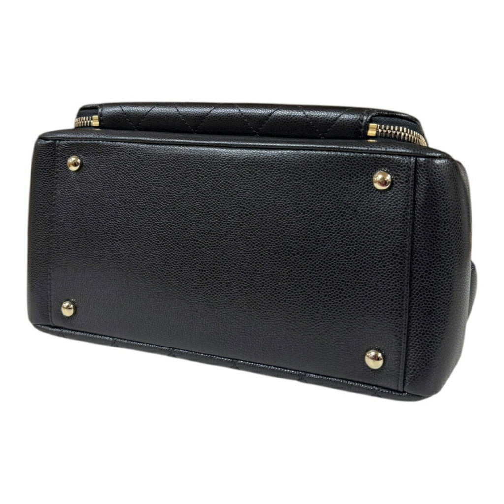Chanel Leather Business Affinity Bag with Metal Fittings and Handle Detailing