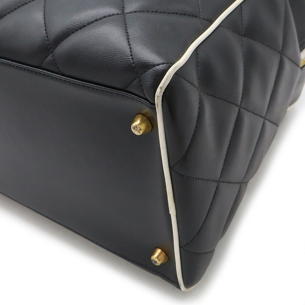Chanel Luxury Leather Bowling Bag with Good Condition and Slight Scratches