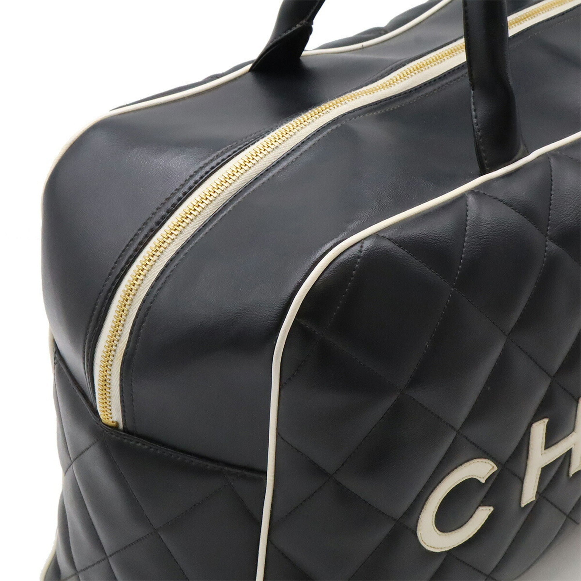 Chanel Luxury Leather Bowling Bag with Good Condition and Slight Scratches