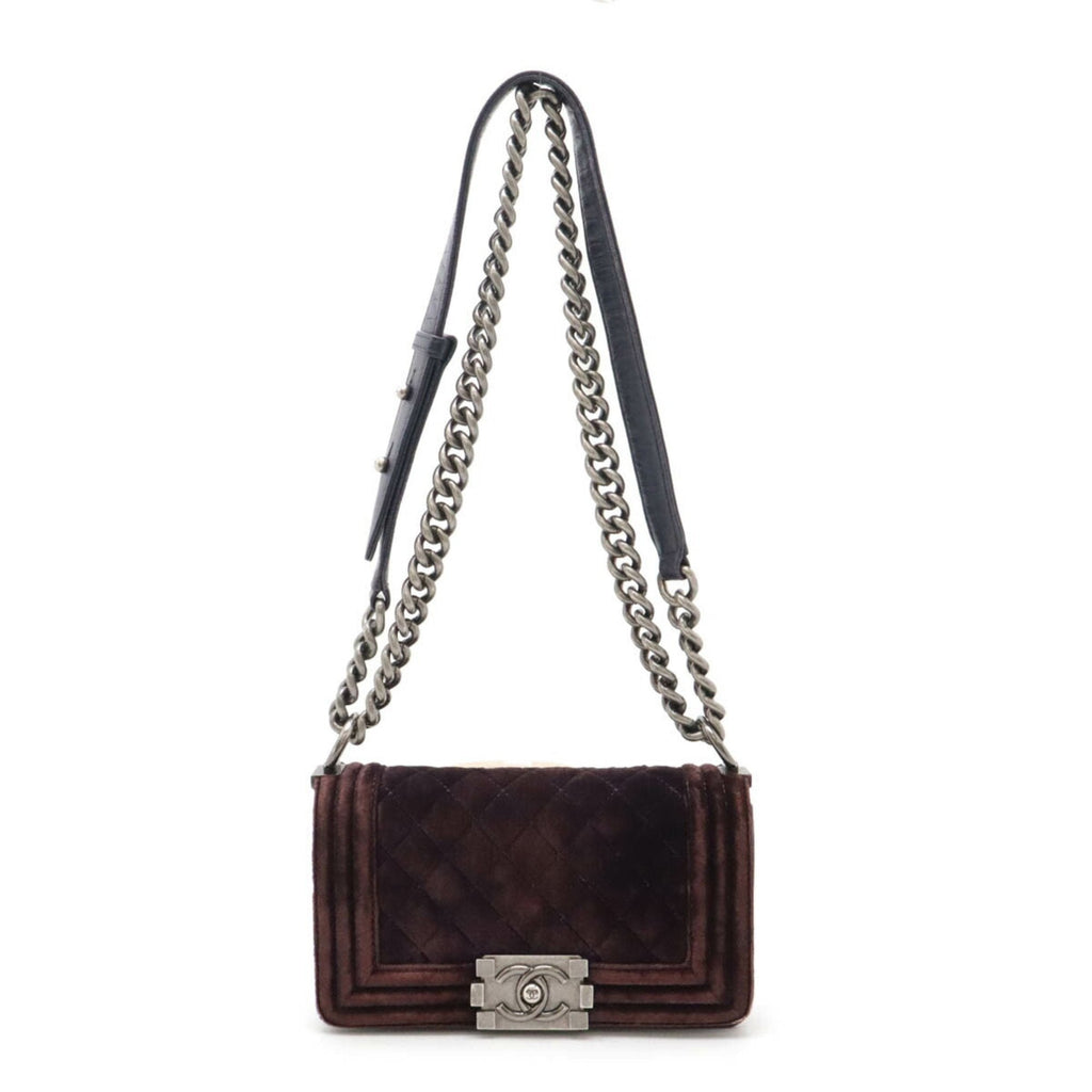Chanel Velvet Boy Bag with Metal Fittings and Sun Damage