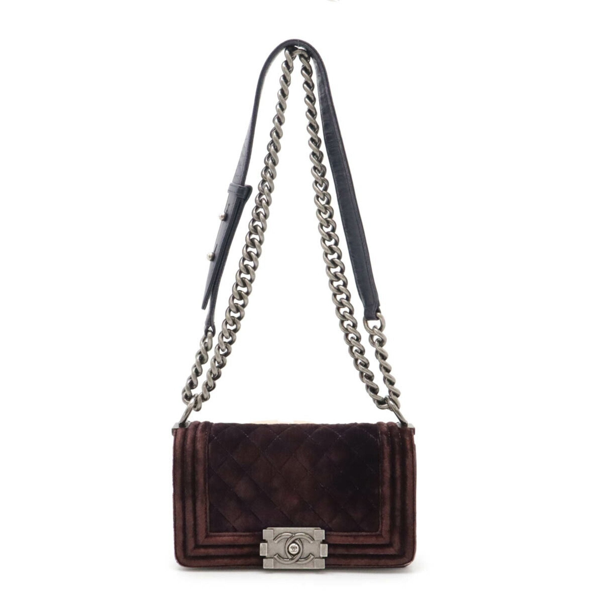 Chanel Velvet Boy Bag with Metal Fittings and Sun Damage