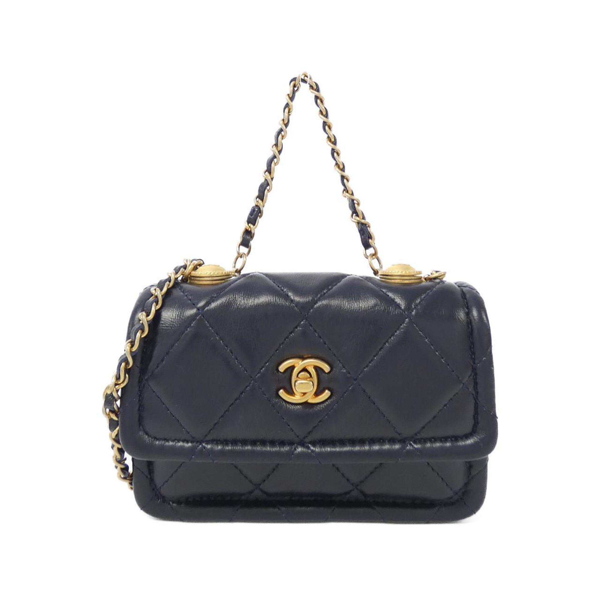 Chanel Emerald Material Handbag with Dust Bag and  Card